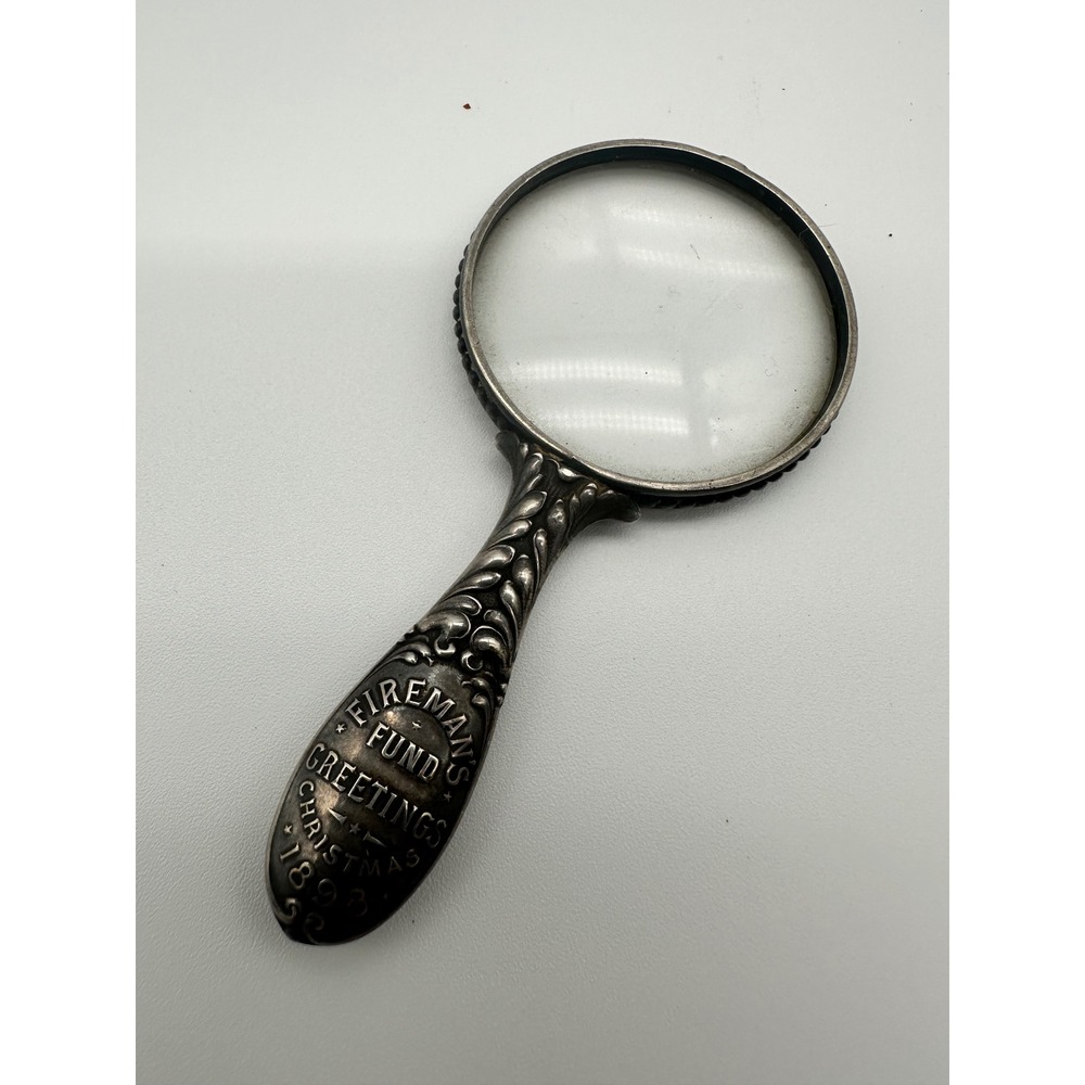 Shreve & Co Sterling Silver Magnifying Glass Firemans Fund 1898 Victorian
